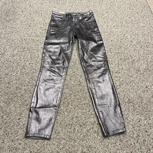 NEW L'Agence Margot High Rise Skinny Jeans 24 Shiny Coated Retro Costume